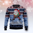 Funny Santa Playing Hockey Ugly Christmas Sweater, Funny Santa Playing Hockey 3D All Over Printed Sweater