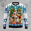 French Bulldog Greeting Ugly Christmas Sweater, French Bulldog Greeting 3D All Over Printed Sweater