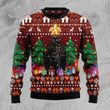 Black Cat Pine Tree Ugly Christmas Sweater, Black Cat Pine Tree 3D All Over Printed Sweater