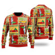 Funny Patchwork Reindeer On Car Ugly Christmas Sweater, Funny Patchwork Reindeer On Car 3D All Over Printed Sweater