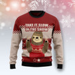 Sloth Take It Slow In The Snow Ugly Christmas Sweater, Sloth Take It Slow In The Snow 3D All Over Printed Sweater