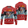Santa Riding T-Rex Ugly Christmas Sweater, Santa Riding T-Rex 3D All Over Printed Sweater