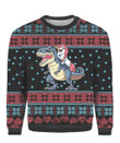 A Unicorn Riding Dinosaur Ugly Christmas Sweater, A Unicorn Riding Dinosaur 3D All Over Printed Sweater