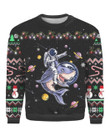 Astronauts Ride A Shark In Space With The Planet Ugly Christmas Sweater, Astronauts Ride A Shark In Space With The Planet 3D All Over Printed Sweater