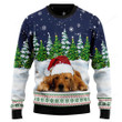Dreaming Golden Retriever Under Snow Ugly Christmas Sweater, Dreaming Golden Retriever Under Snow 3D All Over Printed Sweater