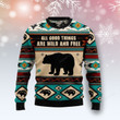 Bear Wild And Free Ugly Christmas Sweater, Bear Wild And Free 3D All Over Printed Sweater