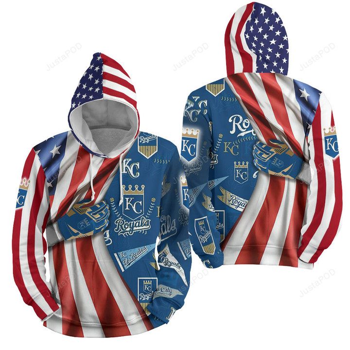 Mlb Kansas City Royals American Flag 3d Full Over Print Hoodie Zip Hoodie Sweater Tshirt