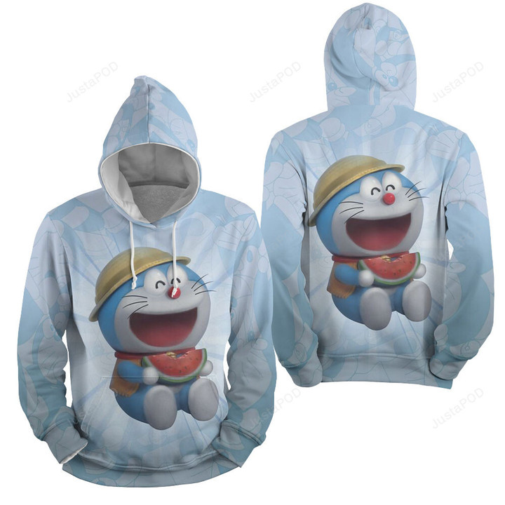 Doraemon Enjoy Watermelon 3d Full Over Print Hoodie Zip Hoodie Sweater Tshirt