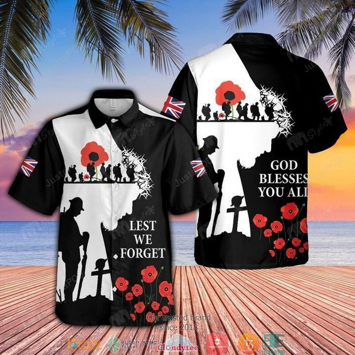 Veteran Lest We Forget Cross God Short Sleeve Hawaiian Shirt