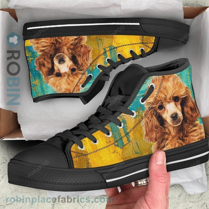 Poodle Dog Colorful Canvas High Top Shoes