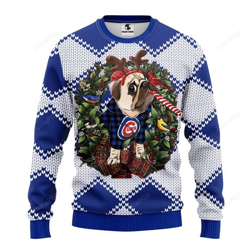 Mlb Chicago Cubs Pug Dog Ugly Christmas Sweater, All Over Print Sweatshirt