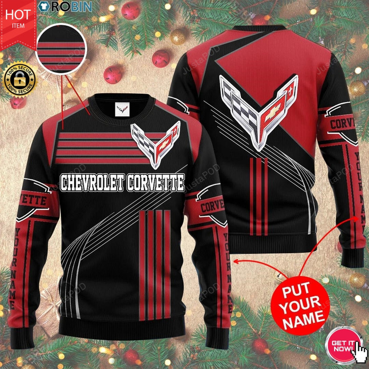 Personalized Custom Name Chevrolet Corvette 3d Print Ugly Sweater