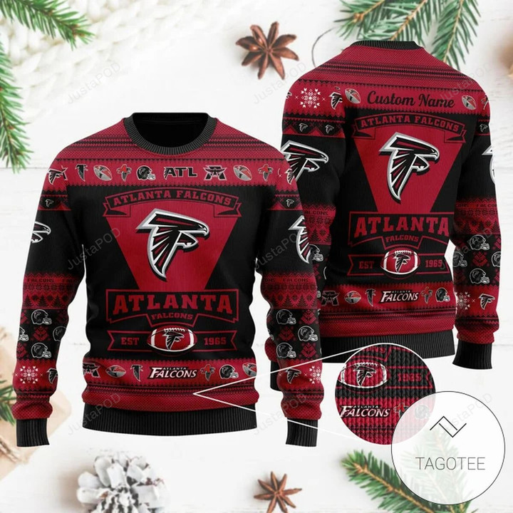 Atlanta Falcons Football Team Logo Custom Name Personalized Ugly Christmas Sweater