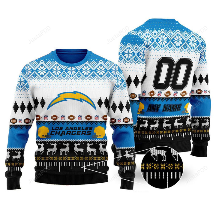 Custom Name Number Nfl Los Angeles Rams Playing Field Ugly Christmas Sweater
