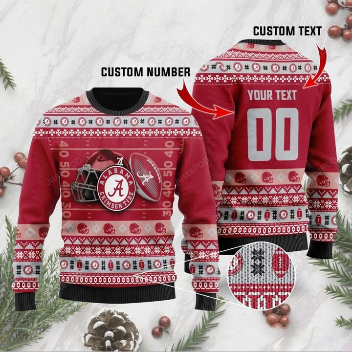 Personalized Alabama Crimson Tide Custom Name And Number Ugly Christmas Sweater, All Over Print Sweatshirt