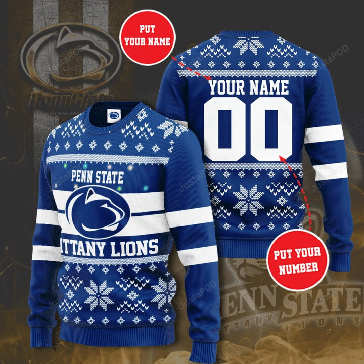 Personalized NCAA Penn State Nittany Lions Custom Name And Number Christmas Ugly Sweater