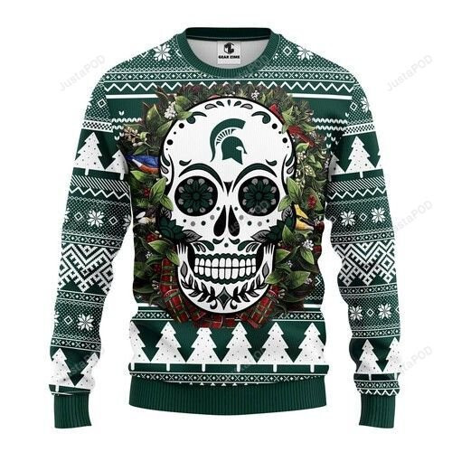 Ncaa Michigan State Spartans Ugly Christmas Sweater, All Over Print...