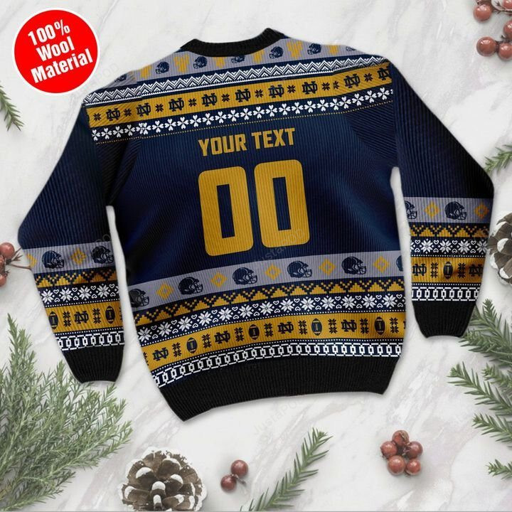 Personalized Custom Name And Number Notre Dame Fighting Irish Ugly Christmas Sweater, All Over Print Sweatshirt