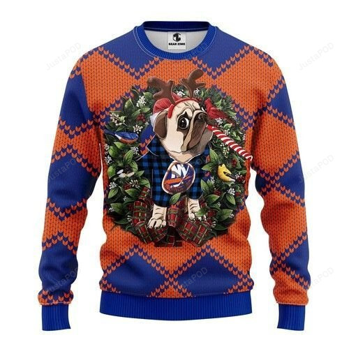 Nhl New York Islanders Pug Dog Ugly Christmas Sweater, All...