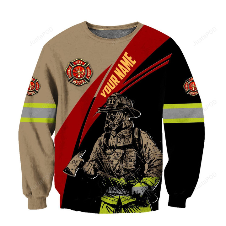 Personalized Custom Name Honor Of The Firefighter Ugly Christmas Sweater, All Over Print Sweatshirt