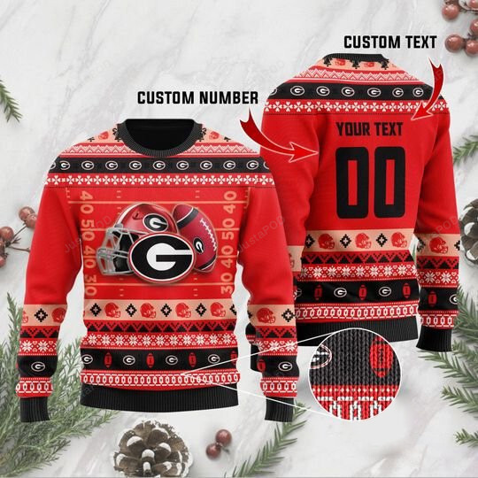 Personalized Custom Name And Number Georgia Bulldogs For Fans Ugly Christmas Sweater, All Over Print Sweatshirt