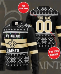 Personalized New Orleans Saints Football Custom Name Ugly Christmas Sweater