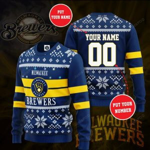 Personalized Milwaukee Brewers Custom Name And Number Ugly Christmas Sweater, All Over Print Sweatshirt