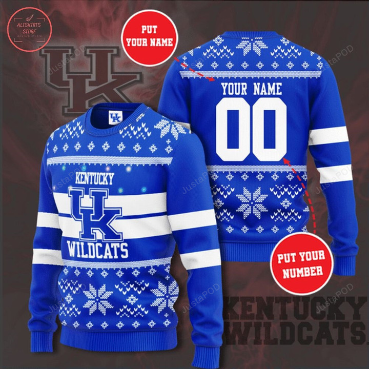 Personalized Custom Name And Number NCAA Kentucky Wildcats Ugly Christmas Sweater, All Over Print Sweatshirt