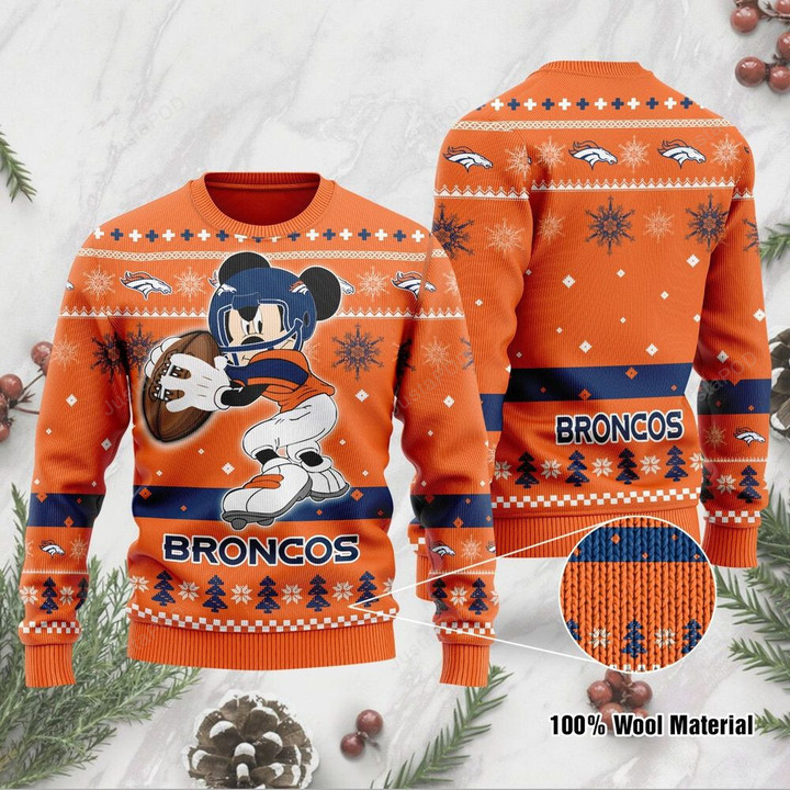 Denver Broncos Ugly Sweater Mickey Mouse Funny Ugly Christmas Sweater, Ugly Sweater, Christmas Sweaters
