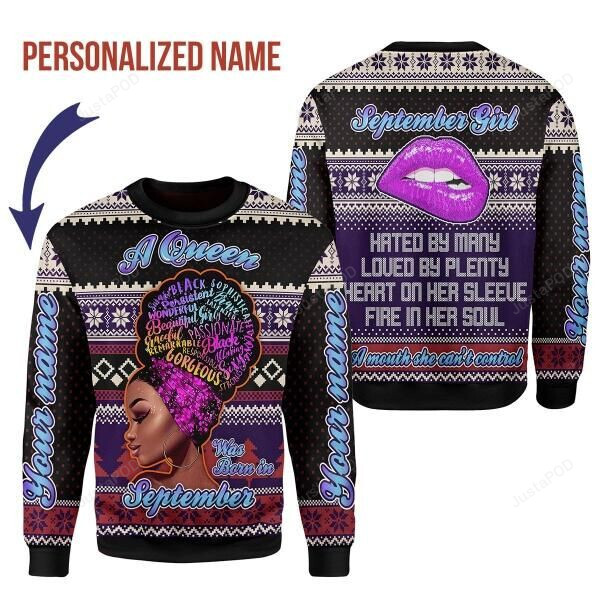 Personalized A Queen Was Born In September 3D Apparel Christmas Ugly Sweater