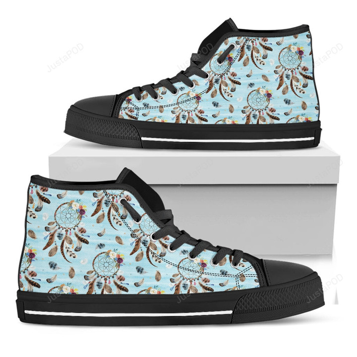 Blue Indian Dream Catcher Pattern High Top Shoes