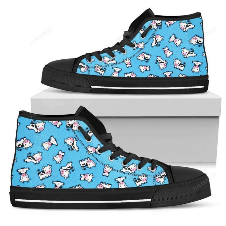 Cute Cartoon Baby Cow Pattern High Top Shoes