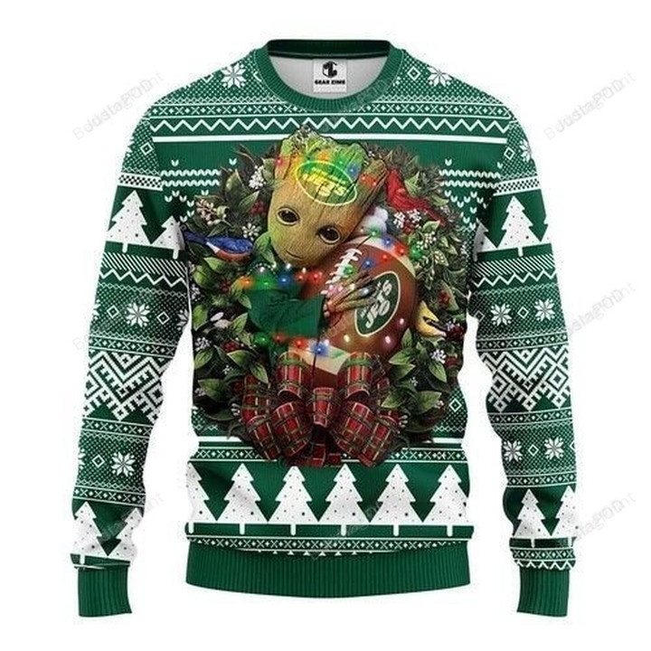 New York Jets Groot Hug Ugly Christmas Sweater