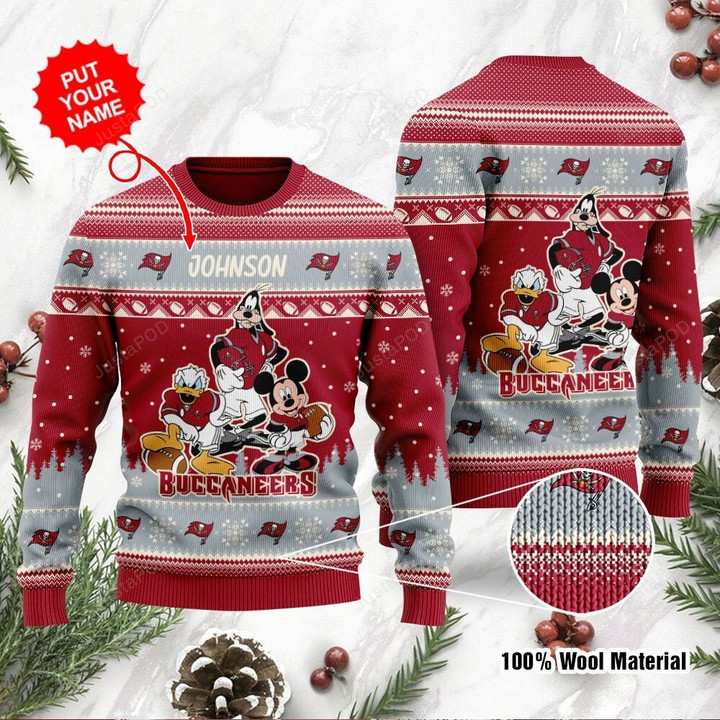Tampa Bay Buccaneers Disney Donald Duck Mickey Mouse Goofy Ugly Christmas Sweater