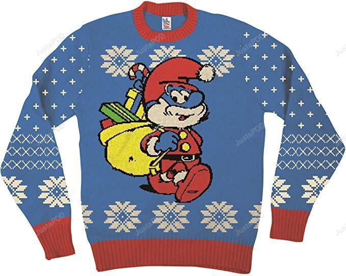 The Smurfs Papa Smurf As Santa Adult Blue Ugly Christmas Sweater