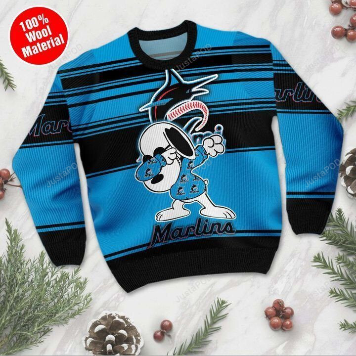 Snoopy Miami Marlins Ugly Christmas Sweater