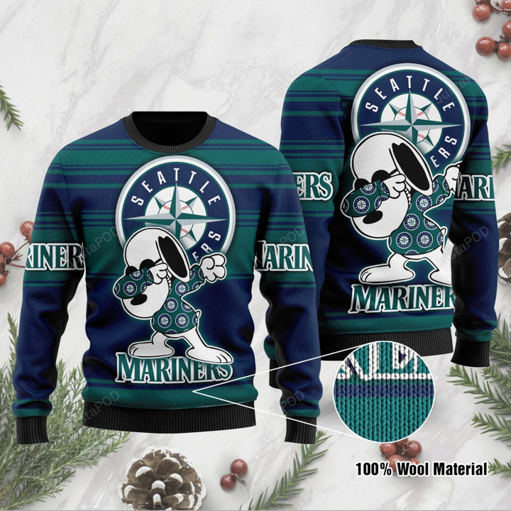 Snoopy Love Seattle Mariners Ugly Christmas Sweater