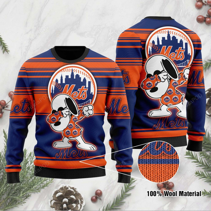 Snoopy Love New York Mets Ugly Christmas Sweater