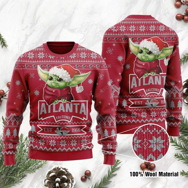 Atlanta Falcons Baby Yoda Ugly Christmas Sweater