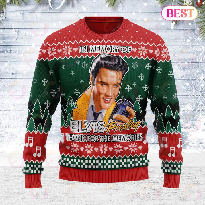 Elvis Presley King Of Rock Thank You Love Ugly Christmas Sweater