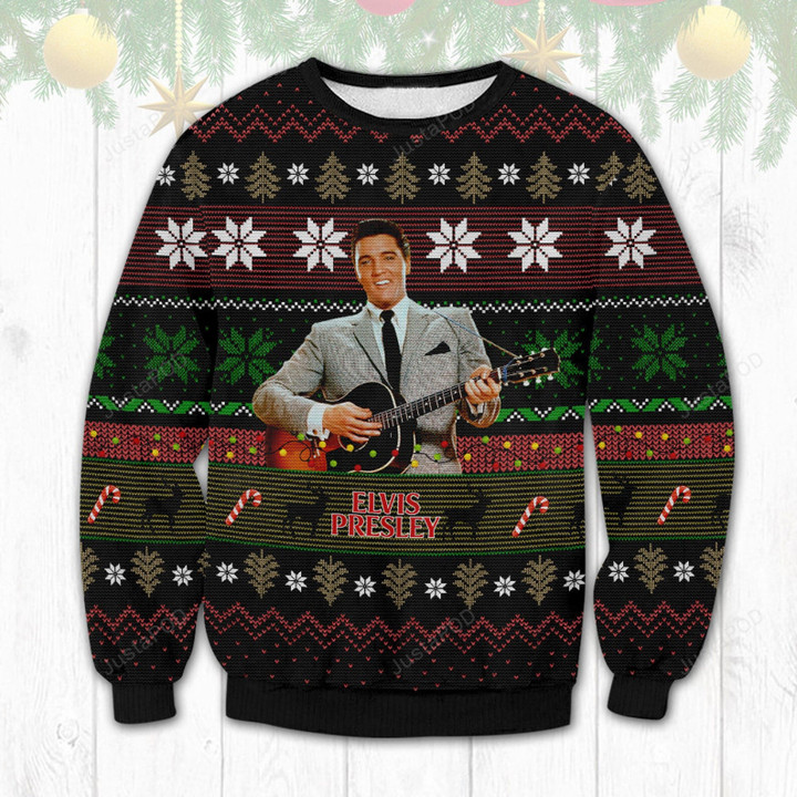 Elvis Presley Guitar Love Ugly Christmas Sweater