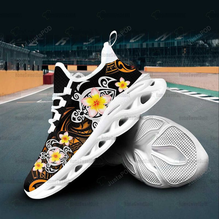 Polynesian Frangipani Flower And Turtle Tattoo Hawaii Max Soul Shoes, Holiday Gift Men And Women Light Sports Shoes Full Size