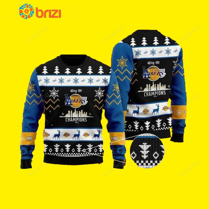 City of Los Angeles Lakers NBA Champions Ugly Christmas Sweater