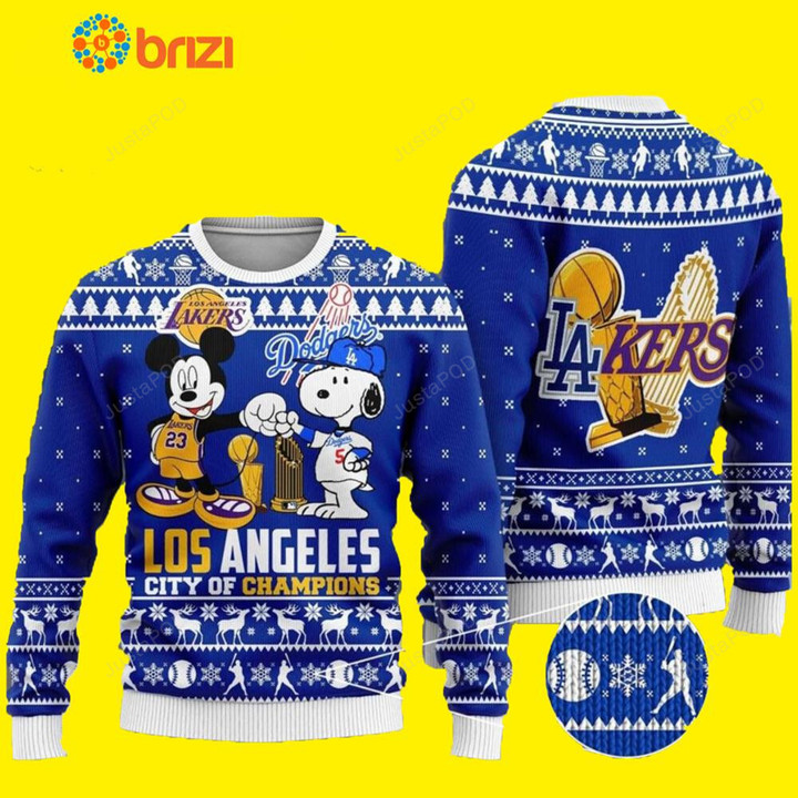 Mickey Mouse Los Angeles Lakers Ugly Christmas Sweater