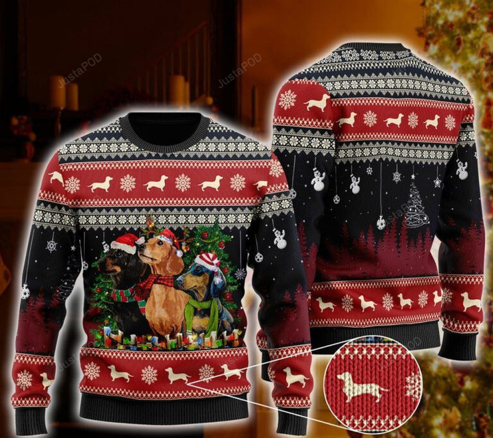 Dachshund Santa Hat Ugly Christmas Sweater