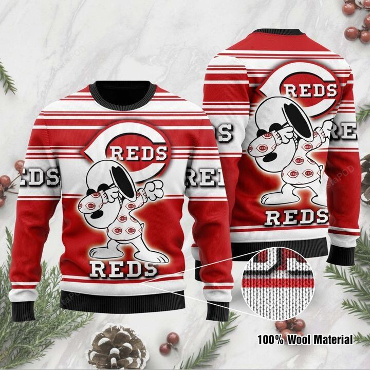 Snoopy Cincinnati Reds Ugly Christmas Sweater