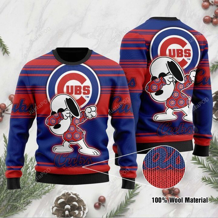 Snoopy Chicago Cubs Ugly Christmas Sweater