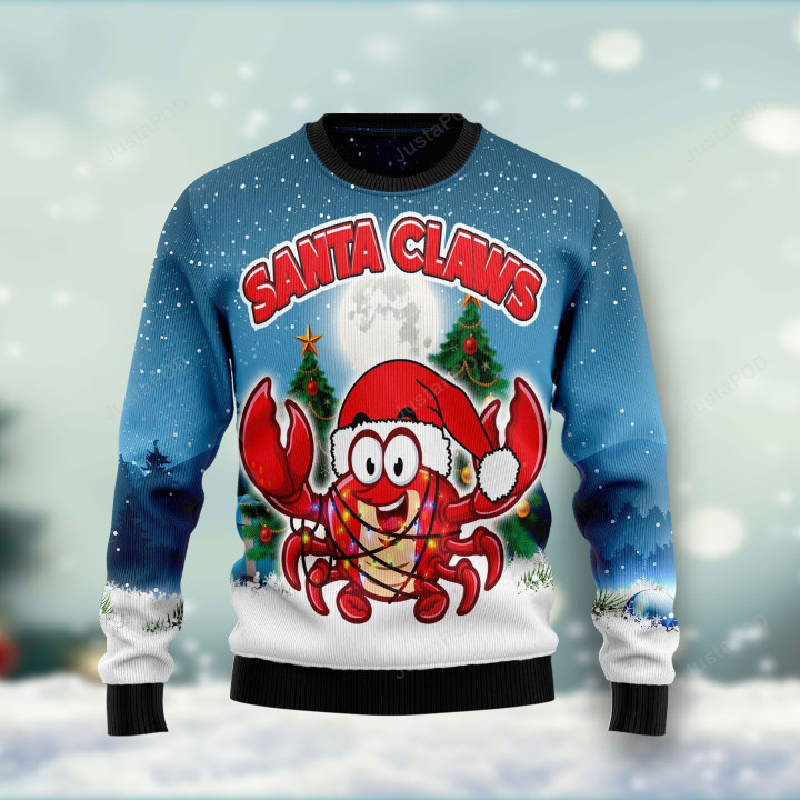 Santa Claws Crabs Ugly Christmas Sweater