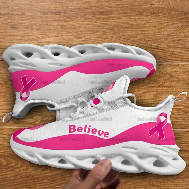 Breast Cancer Awareness Pink Ribbon Believe Cancer Warrior Max Soul Shoes, Light Sports Shoes