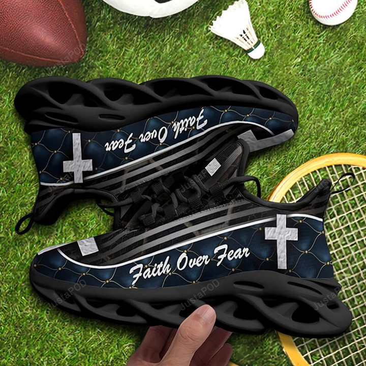 Jesus Cross Faith Over Fear Jesus Christian Max Soul Shoes, Light Sports Shoes